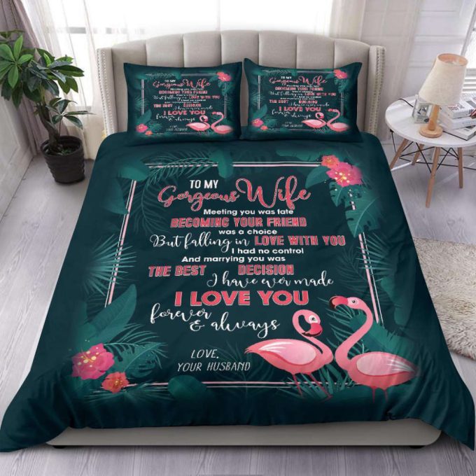 To My Wife Flamingo Duvet Cover Bedding Set Gift For Fans 2