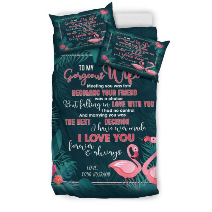 To My Wife Flamingo Duvet Cover Bedding Set Gift For Fans 4