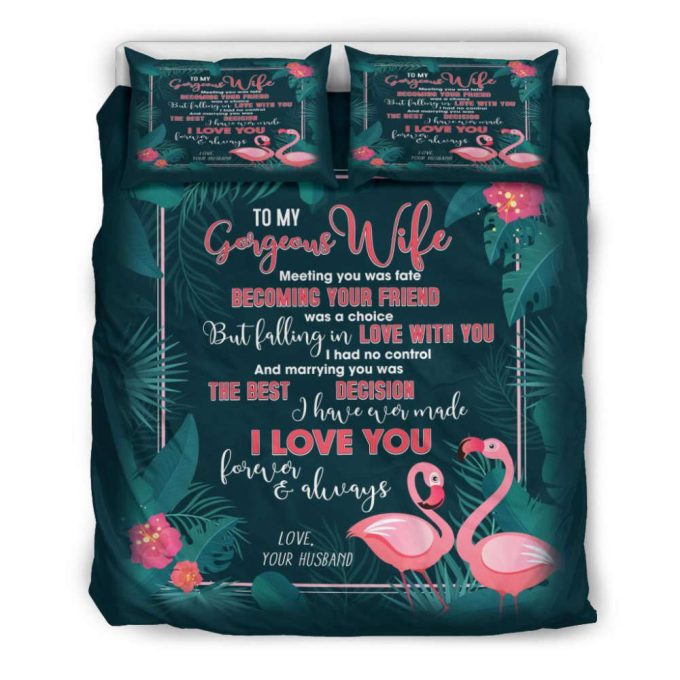 To My Wife Flamingo Duvet Cover Bedding Set Gift For Fans 5