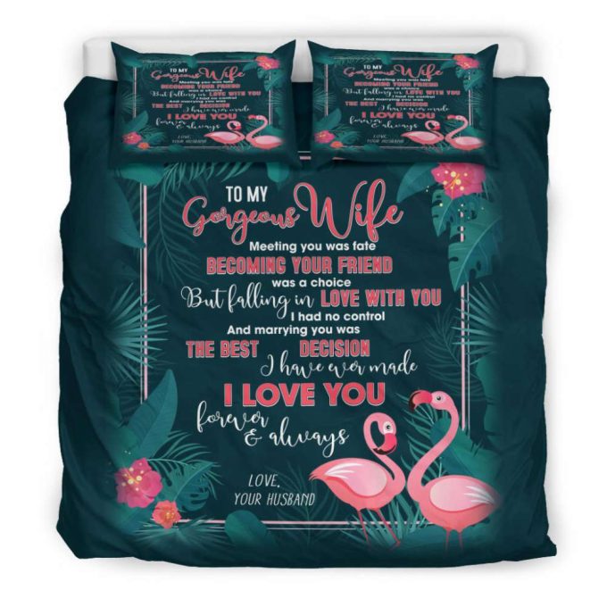 To My Wife Flamingo Duvet Cover Bedding Set Gift For Fans 6