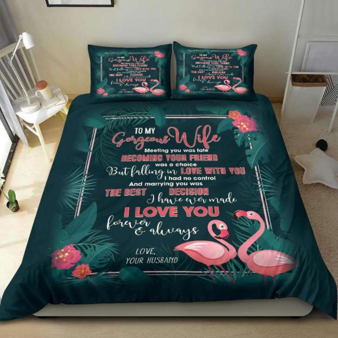 To My Wife Flamingo Duvet Cover Bedding Set Gift For Fans 7