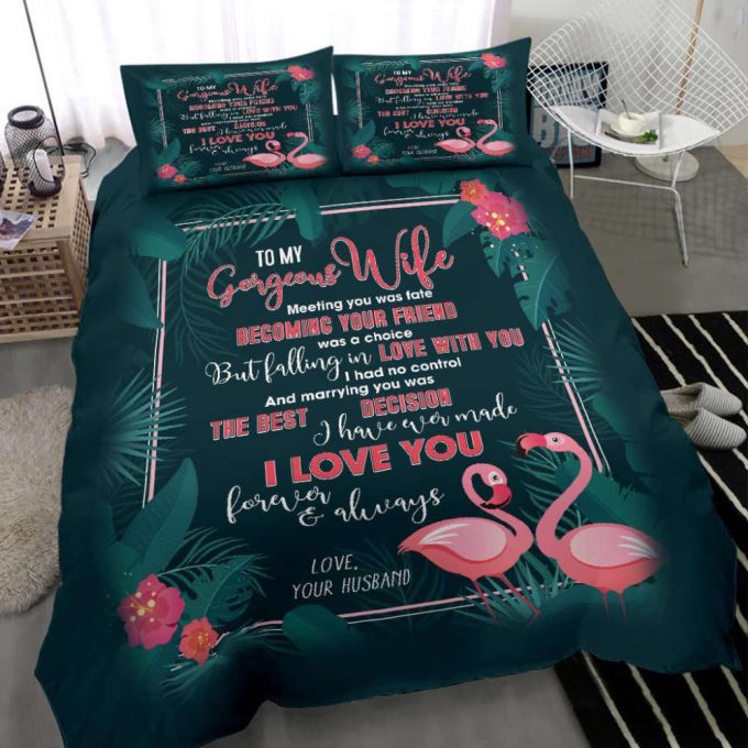 To My Wife Flamingo Duvet Cover Bedding Set Gift For Fans 8