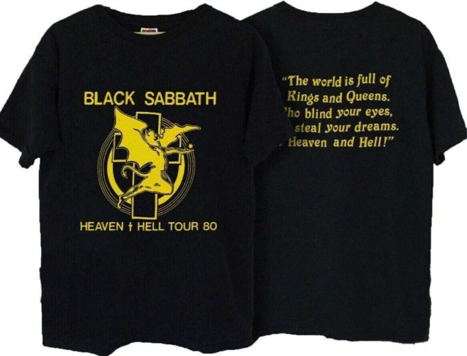 Authentic Vintage 1980 Black Sabbath Heaven And Hell Tour T-Shirt - Iconic Rock Memorabilia 1