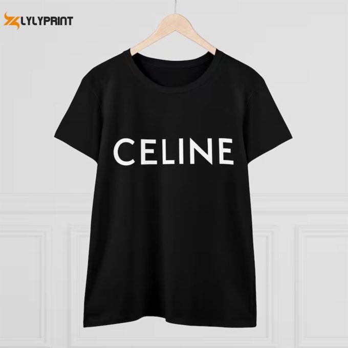 Vintage Celine Classic Logo Women'S Midweight Cotton Tee Shirt - Retro Fashion Statement Piece 1