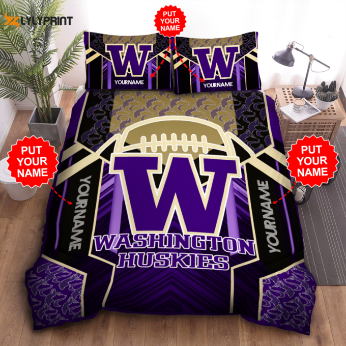 Washington Huskies Duvet Cover Bedding Set Gift For Fans 1