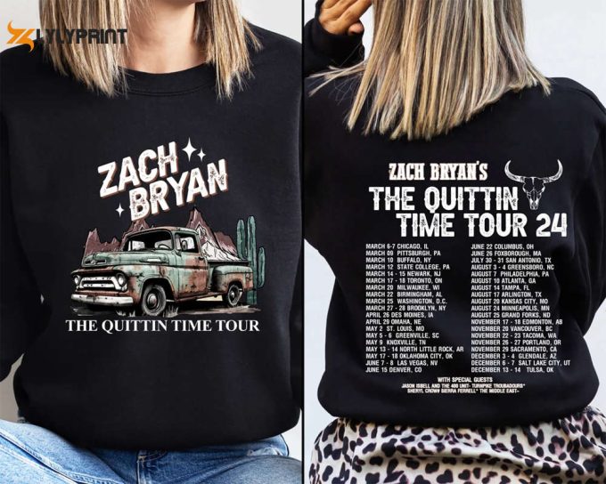 Zach Bryan The Quittin Time Tour 2024 Sweatshirt, Country Music Singer, Zach Bryan Merch, Zach Bryan Fan Shirt, The Quittin Time Tour Hoodie 1