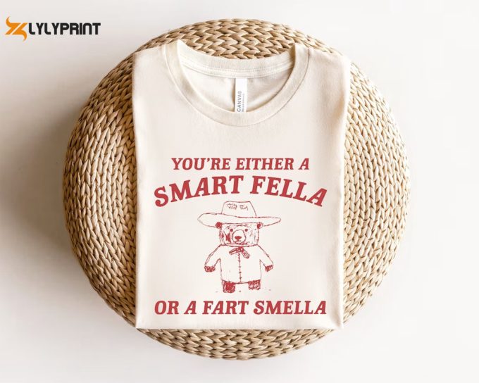 Are You A Smart Fella Or Fart Smella? Retro Cartoon T Shirt, Weird T Shirt, Meme T Shirt, Trash Panda T Shirt, Unisex 1