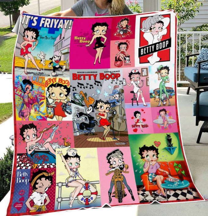 Betty Boop Cute Sherpa Fleece Quilt Blanket Bl1776, Gift For Fan Home Decor, Gift For Fan Home Decor 2