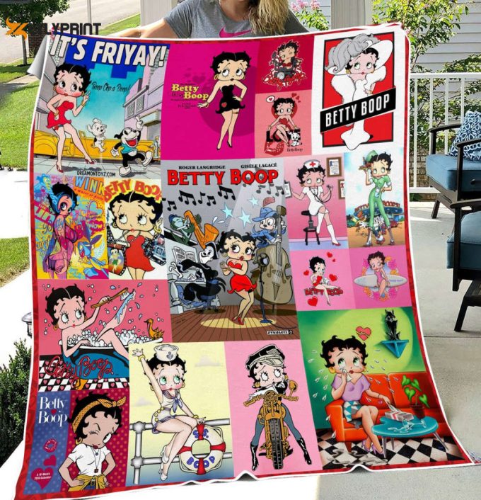 Betty Boop Cute Sherpa Fleece Quilt Blanket Bl1776, Gift For Fan Home Decor, Gift For Fan Home Decor 1