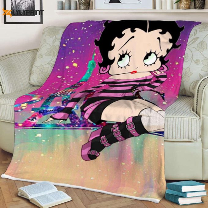 Betty Boop I Love Betty Boop Sherpa Fleece Quilt Blanket Bl2259, Gift For Fan Home Decor, Gift For Fan Home Decor 1