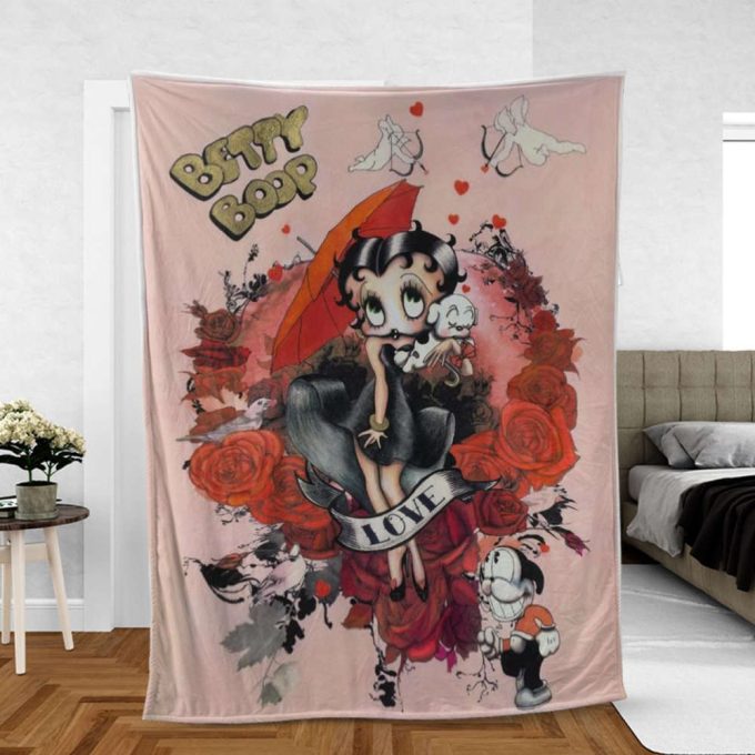 Betty Boop Lover Sherpa Fleece Quilt Blanket Bl1675, Gift For Fan Home Decor, Gift For Fan Home Decor 2