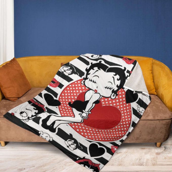 Betty Boop Lover Sherpa Fleece Quilt Blanket Bl1677, Gift For Fan Home Decor, Gift For Fan Home Decor 2