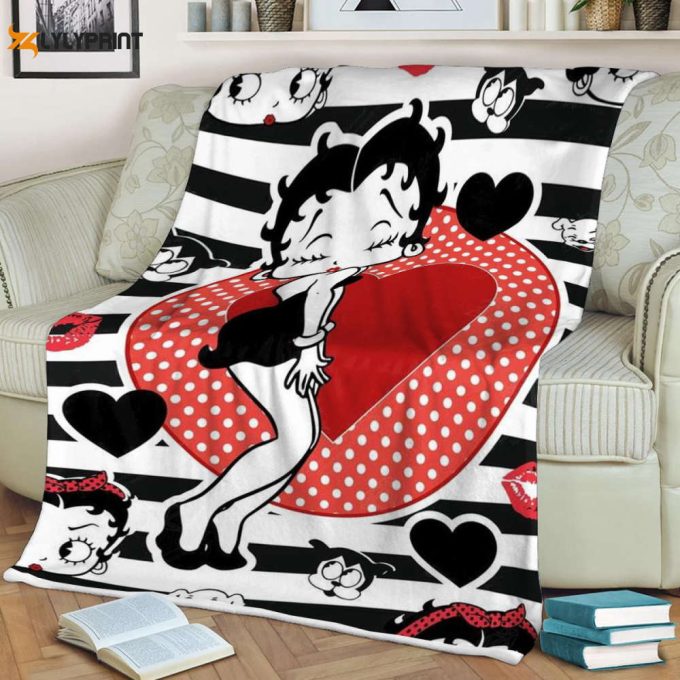 Betty Boop Lover Sherpa Fleece Quilt Blanket Bl1677, Gift For Fan Home Decor, Gift For Fan Home Decor 1