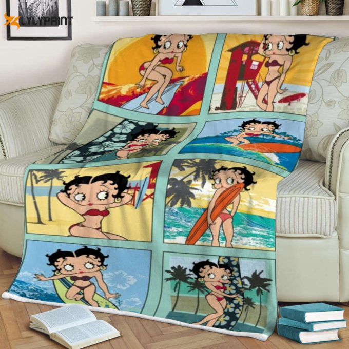 Betty Boop Lover Sherpa Fleece Quilt Blanket Bl1681, Gift For Fan Home Decor, Gift For Fan Home Decor 1