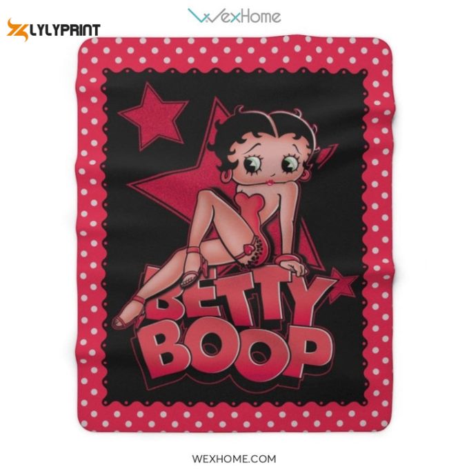 Betty Boop Pink Dress Music Star Sherpa Sherpa Fleece Quilt Blanket Bl2853, Gift For Fan Home Decor, Gift For Fan Home Decor 1