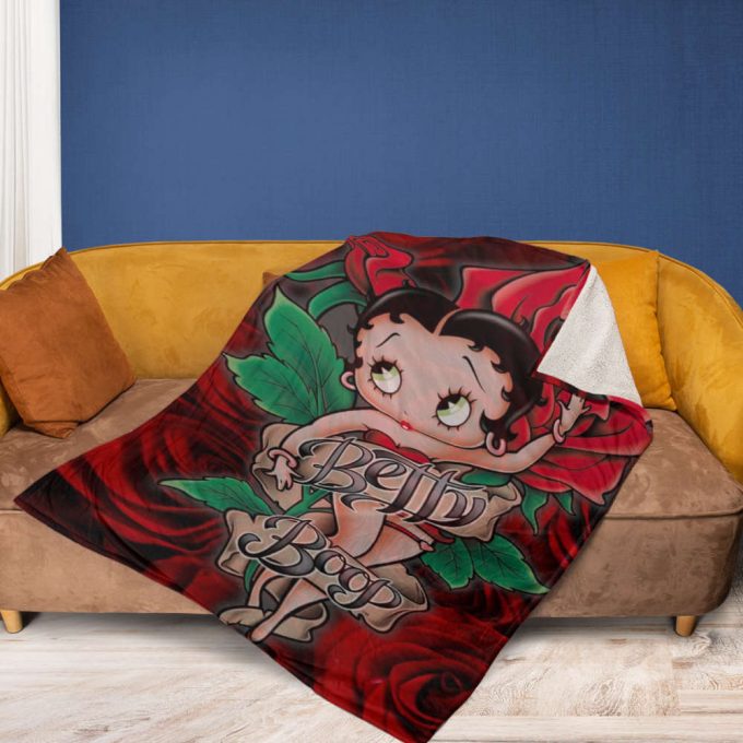 Betty Boop Sherpa Fleece Quilt Blanket Bl1286, Gift For Fan Home Decor, Gift For Fan Home Decor 2