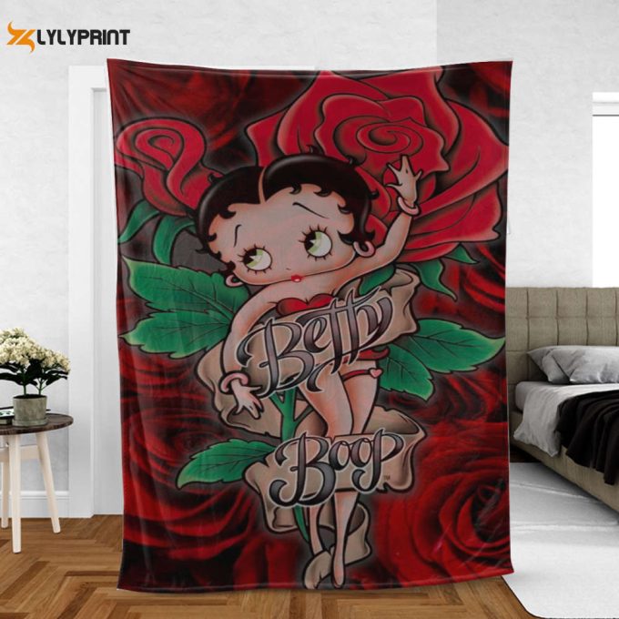 Betty Boop Sherpa Fleece Quilt Blanket Bl1286, Gift For Fan Home Decor, Gift For Fan Home Decor 1