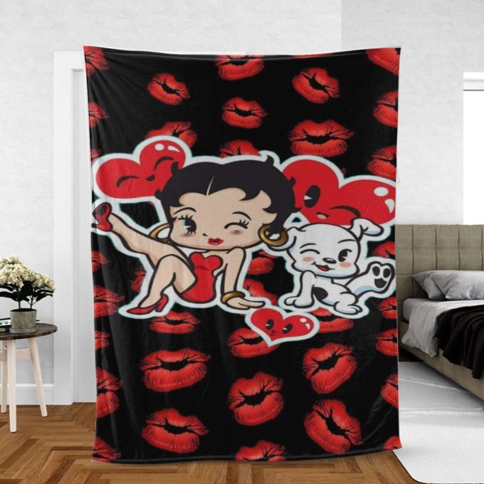 Betty Boop Sherpa Fleece Quilt Blanket Bl1322, Gift For Fan Home Decor, Gift For Fan Home Decor 2