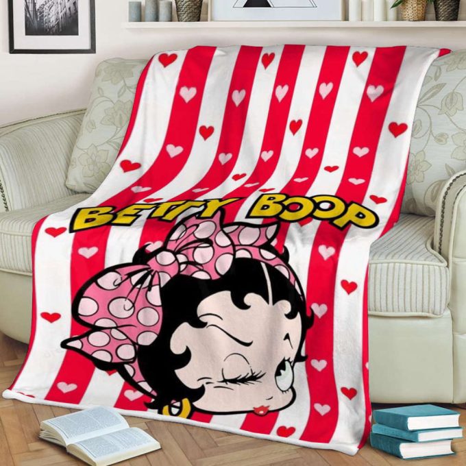 Betty Boop Sherpa Fleece Quilt Blanket Bl1323, Gift For Fan Home Decor, Gift For Fan Home Decor 2