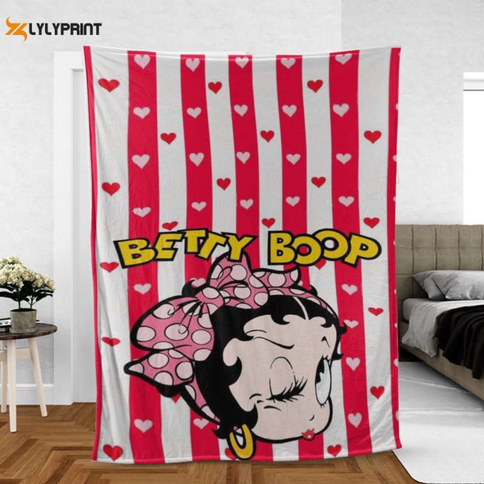 Betty Boop Sherpa Fleece Quilt Blanket Bl1323, Gift For Fan Home Decor, Gift For Fan Home Decor 1