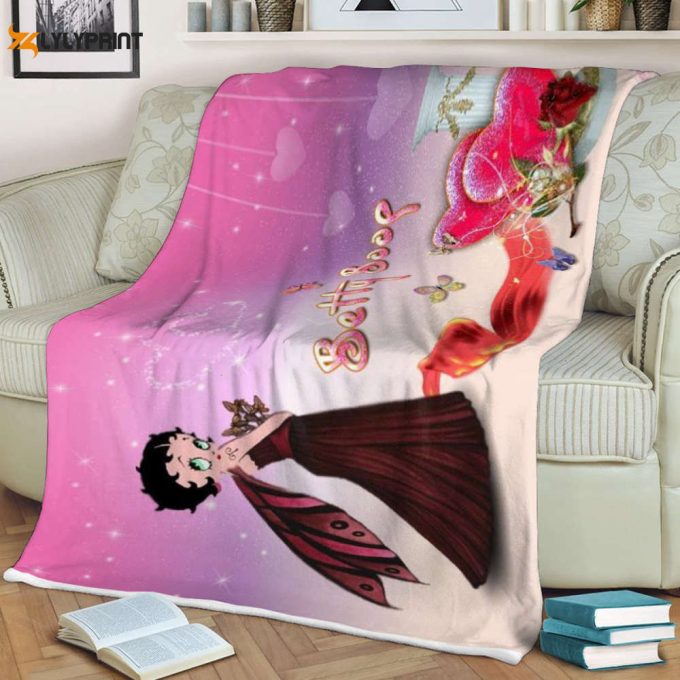 Betty Boop Valentine’s Day Sherpa Fleece Quilt Blanket Bl1747, Gift For Fan Home Decor, Gift For Fan Home Decor 1