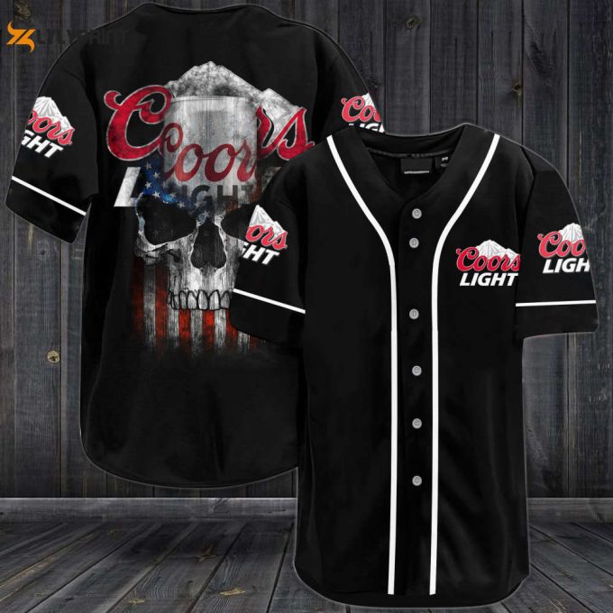 Coors Light Usa Flag Skull All Over Print Unisex Baseball Jersey 1