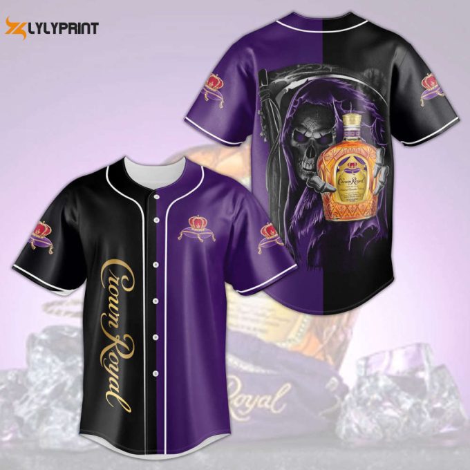 Crown Royal Death All Over Print 3D Unisex Baseball Jersey Purple 1