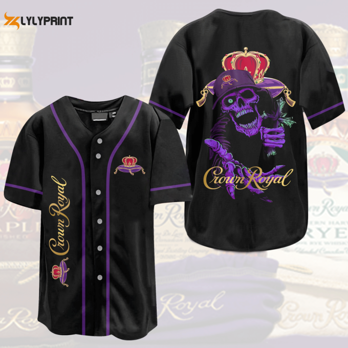 Crown Royal Death Skull All Over Print 3D Unisex Baseball Jersey 1