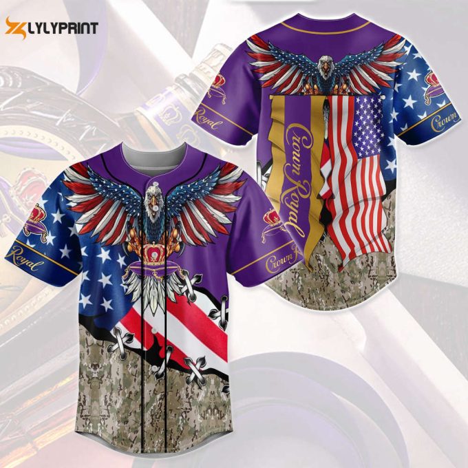 Crown Royal Eagle Usa Flag All Over Print Unisex Baseball Jersey 1