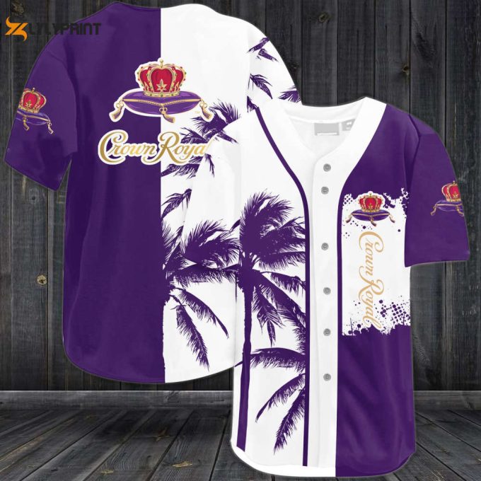 Crown Royal Palm Tree All Over Print 3D Unisex Baseball Jersey Purple 1