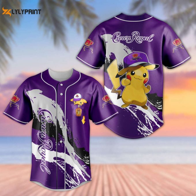 Crown Royal Pikachu Pokemon All Over Print 3D Unisex Baseball Jersey 1