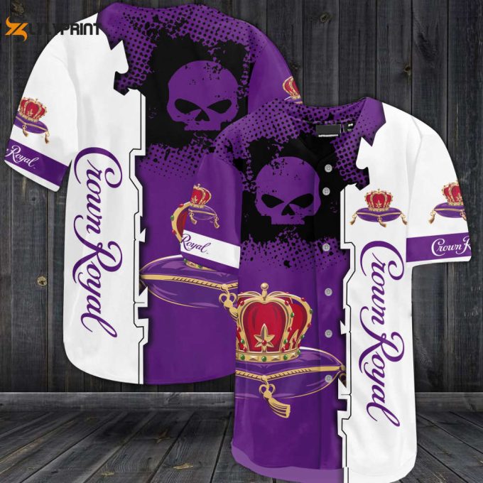 Crown Royal Skull All Over Print 3D Unisex Baseball Jersey Purple 1