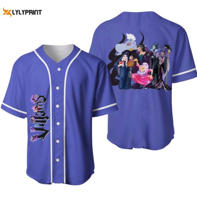 Disney Evil Villains All Over Print Baseball Jersey - Lavender Purple 1