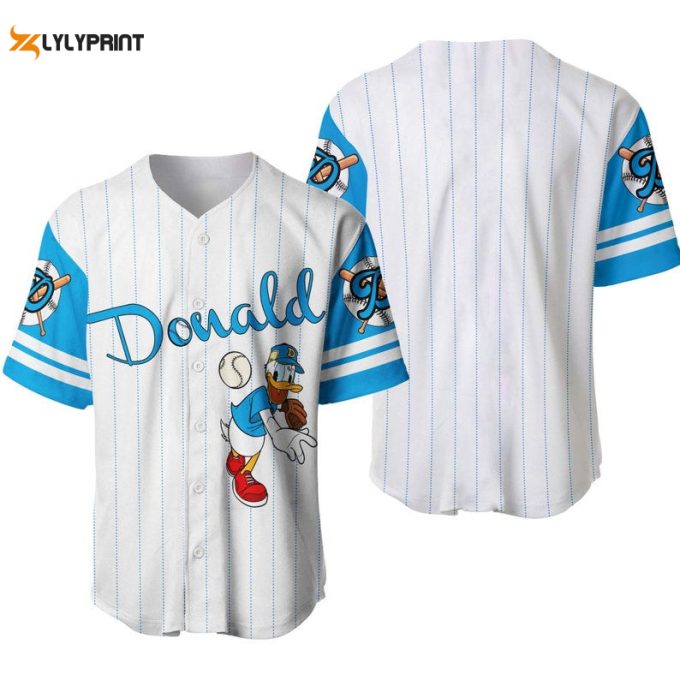 Donald Duck All Over Print Pinstripe Baseball Jersey 1