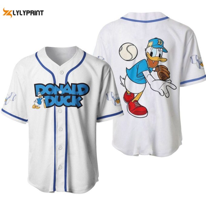 Donald Duck Disney Cartoon Graphics All Over Print Unisex Baseball Jersey 1