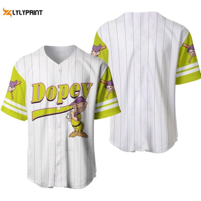 Dopey Dwarf Snow White All Over Print Pinstripe Baseball Jersey - Gift For Men Women 1