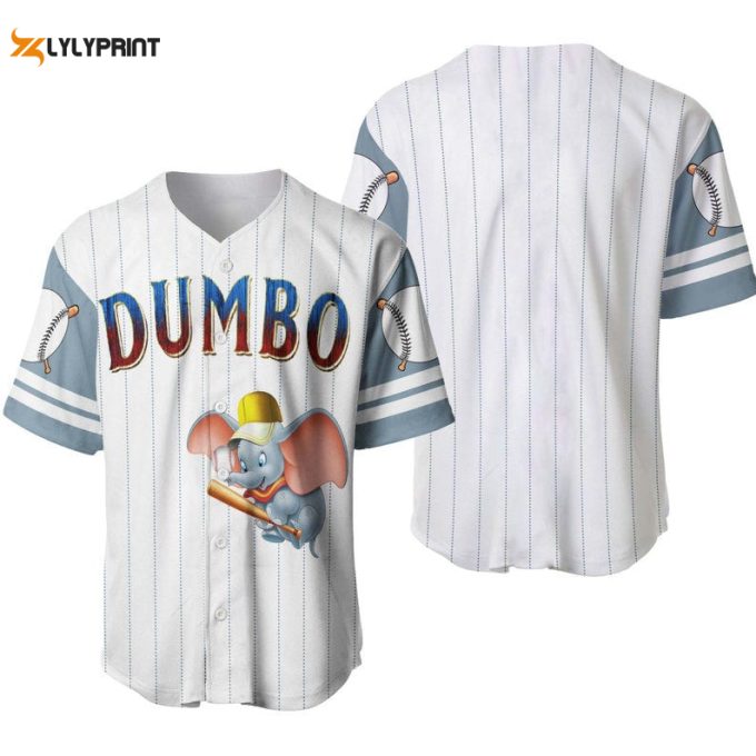 Dumbo The Flying Elephant All Over Print Pinstripe Baseball Jersey 1