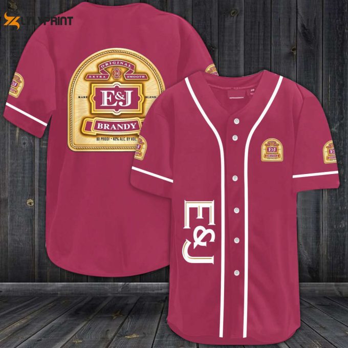 E&Amp;Amp;J Brandy All Over Print Unisex Baseball Jersey - Ruby 1