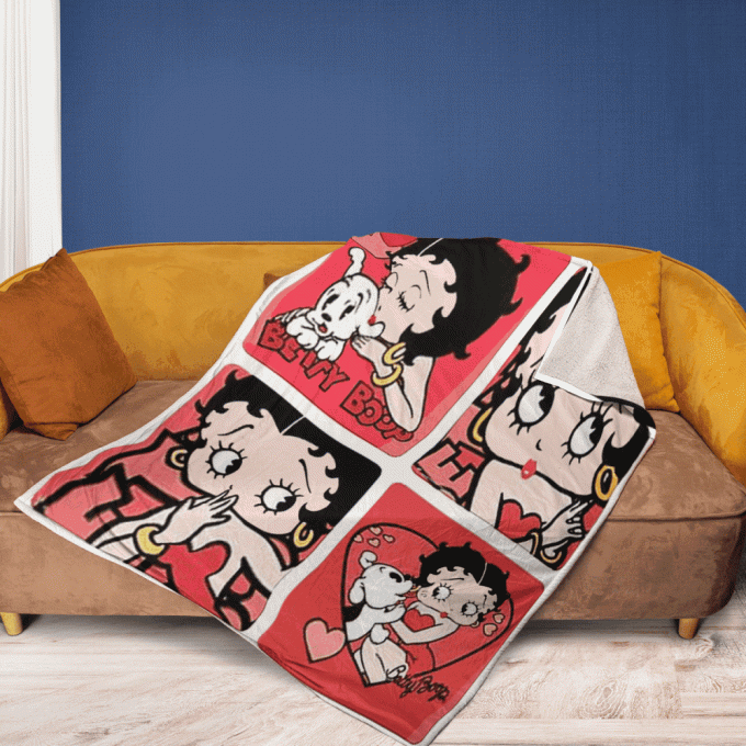 Full Sexy Betty Boop Christmass Lover Sherpa Fleece Quilt Blanket Bl1447, Gift For Fan Home Decor, Gift For Fan Home Decor 2