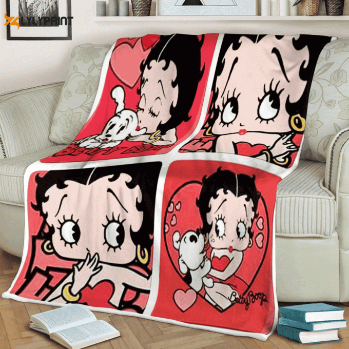 Full Sexy Betty Boop Christmass Lover Sherpa Fleece Quilt Blanket Bl1447, Gift For Fan Home Decor, Gift For Fan Home Decor 1