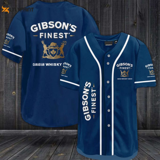 Gibson Finest Canadian Whiskey All Over Print Unisex Baseball Jersey 1