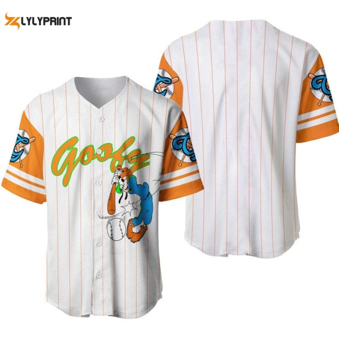 Goofy Dog All Over Print Pinstripe Baseball Jersey 1