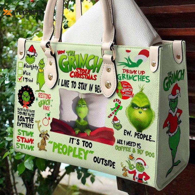 Grinch Lover Leather Hand Bag Gift For Women'S Day Gift For Women S Day - Unique &Amp;Amp; Stylish Present For Her 1