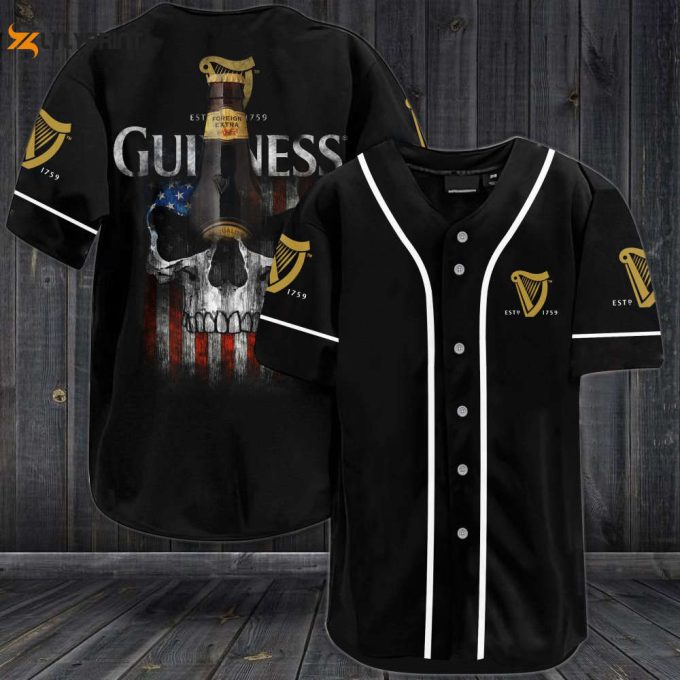 Guinness Beer Usa Flag Skull All Over Print Unisex Baseball Jersey 1