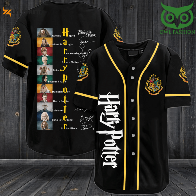 Harry Potter Character Hogwart Black Baseball Jersey Shirt 1