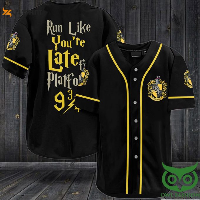 Harry Potter Hufflepuff Run For Platform 9 3/4 Baseball Jersey Shirt 1