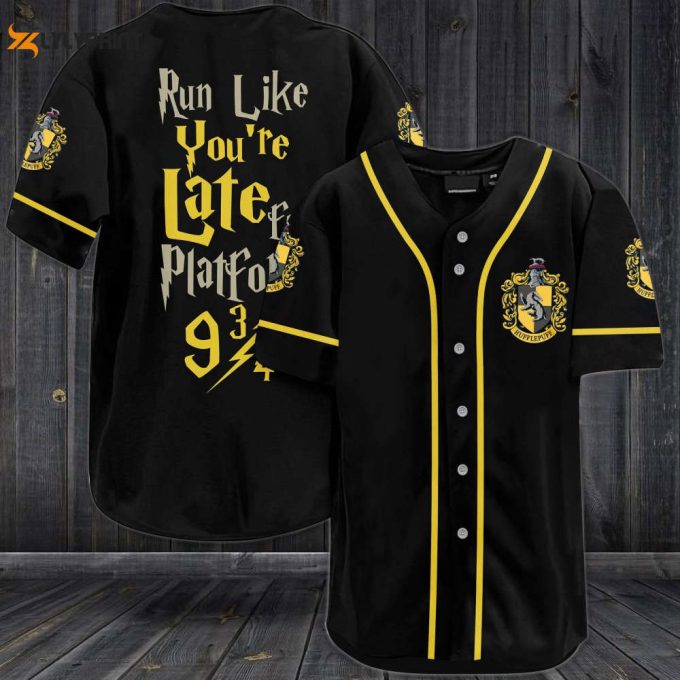 Harry Potter Run Like You'Re Late For Platform 9 3/4 Baseball Jersey Black 1