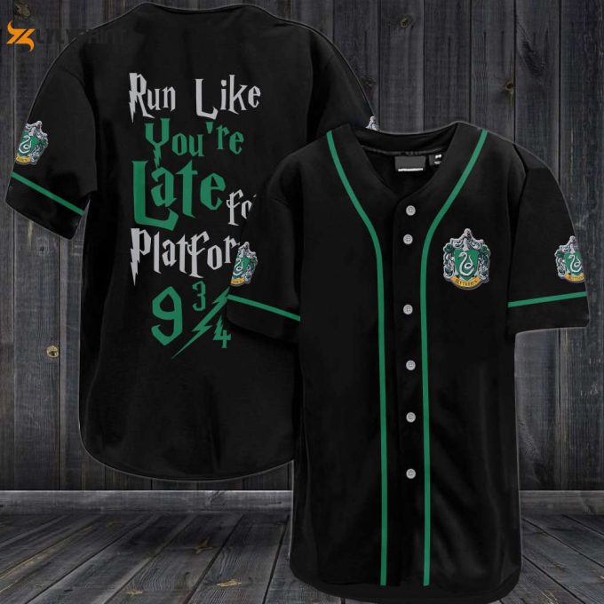 Harry Potter Run Like You'Re Late For Platform 9 3/4 Baseball Jersey Slytherin 1