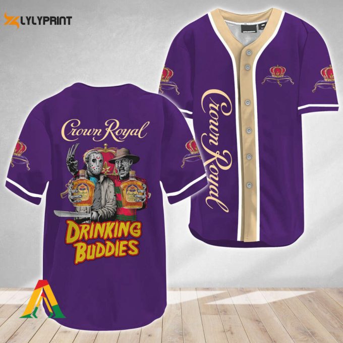 Horror Freddy Jason Drinking Buddies Crown Royal Baseball Jersey 1