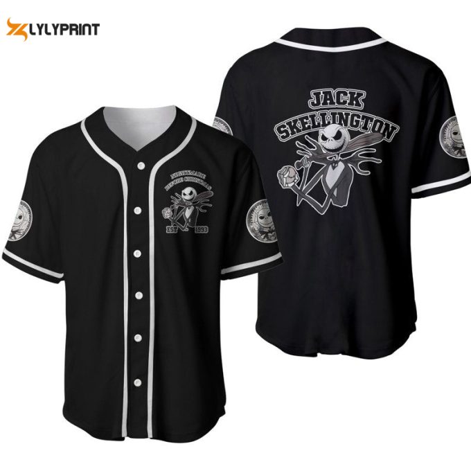 Jack Skellington Disney Cartoon Graphics All Over Print Unisex Baseball Jersey 1